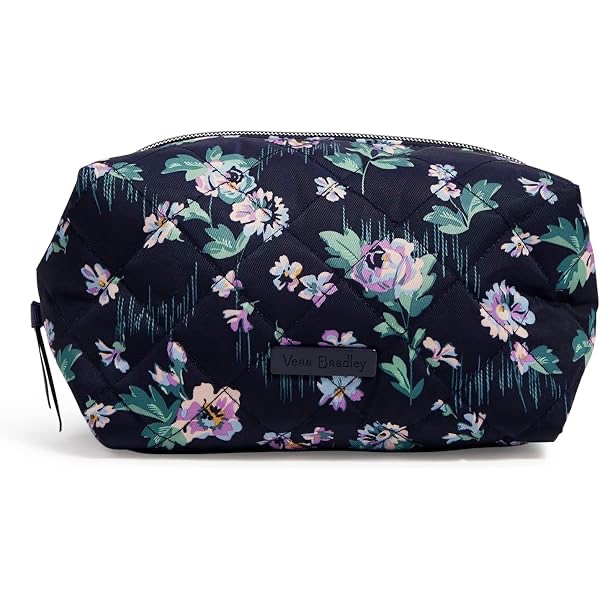 Vera Bradley | Medium Cosmetic Makeup Toiletry Organizer Bag, Navy Garden